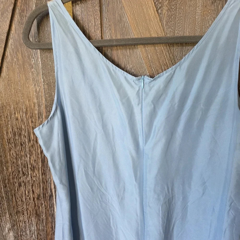 Newport News Easy Style Nightgown Womens Size 16 Light Blue 100% Silk Sandwashed